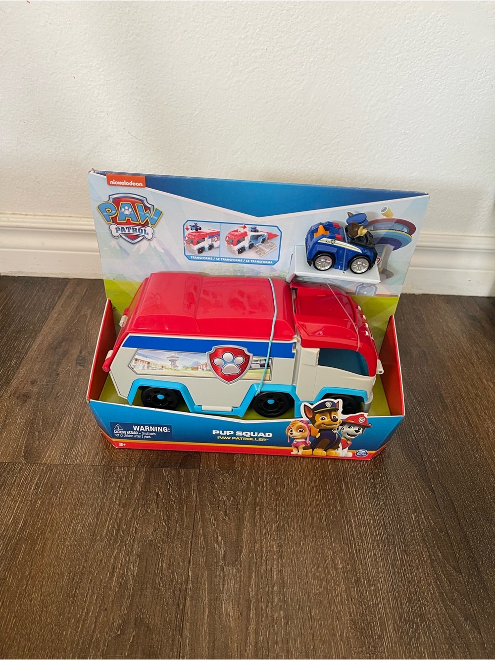 Paw Patrol Red, Blue and White Pup Squad Rescue Van with Mini Chase Car
